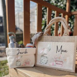 Oster Körbchen & Tasche #3 | Häschen BlumenKISTE grün & Luftballon