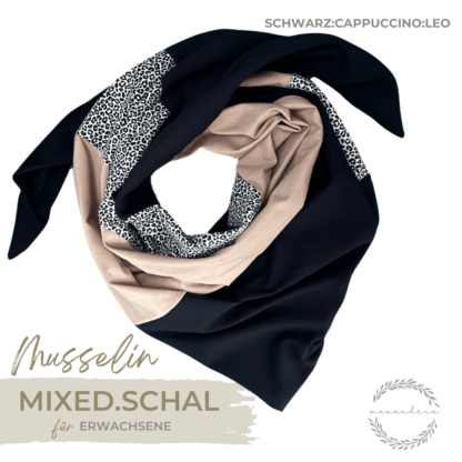 mixed schal - SCHWARZ:CAPPUCCINO:LEO