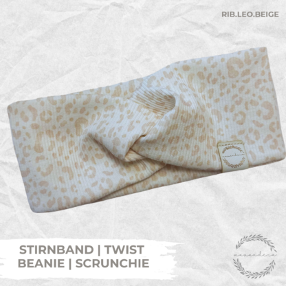 Twist | Stirnband | Beanie | Scrunchie - RIB.LEO.BEIGE